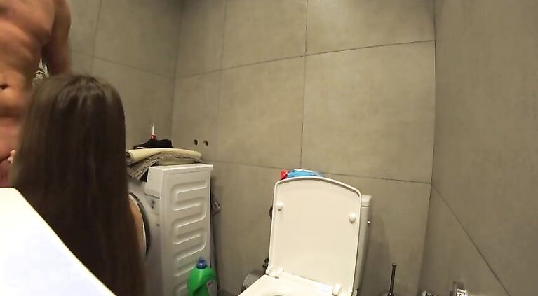 Cheating. Guy Fucks My Wife In The Bathroom When I'm At Work.Real Home Video