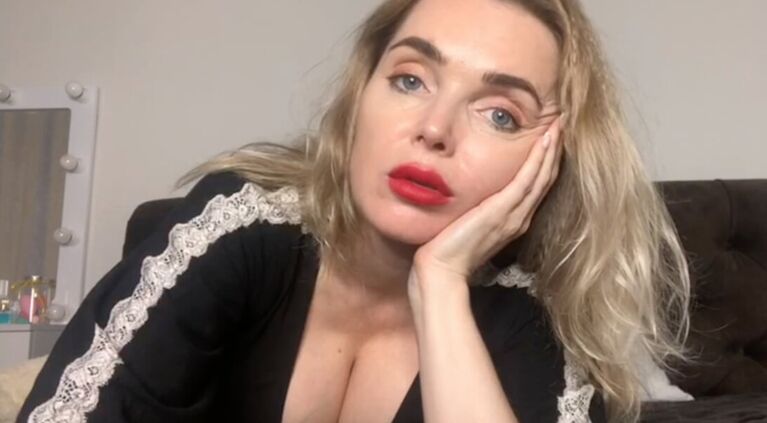Annette Milf Stepmother seduces son via video call while father is at work