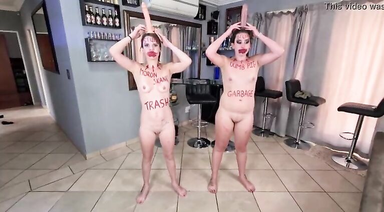 Two stupid whores doing stupid things | self humiliation and humiliating each other