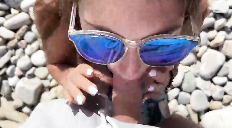 Beautiful skinny 18yo Teen fucks outdoors with stranger - POV Blowjob