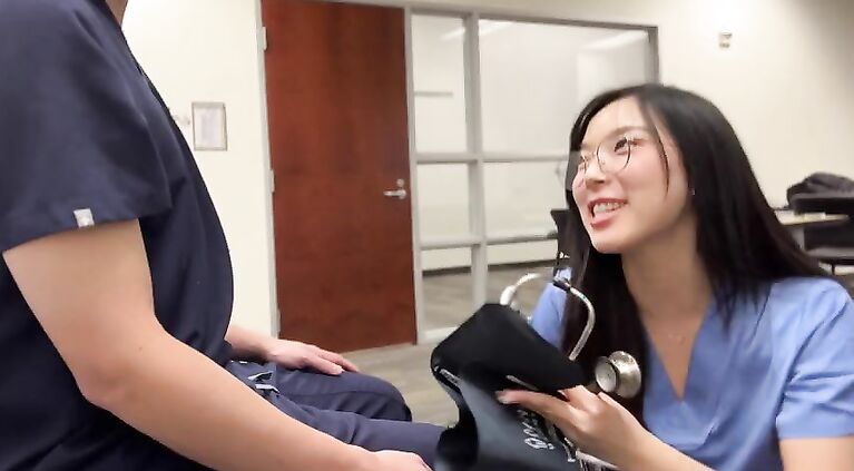 Creepy Doctor Convinces Young Naive Asian Medical Intern to Fuck to Get Ahead